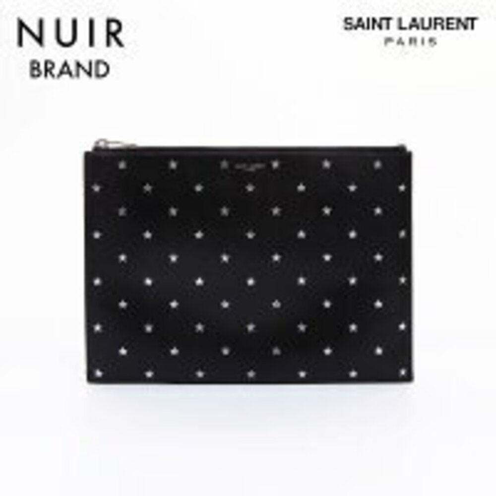 Yves Saint Laurent Star Motif Clutch Bag Black Silver